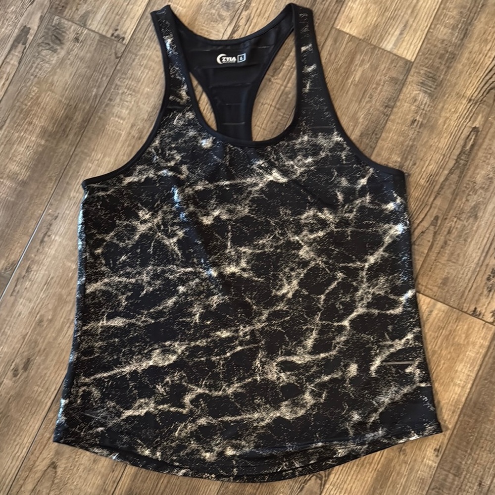 2/$10 Zyia size L Black/Silver Racerback Tank